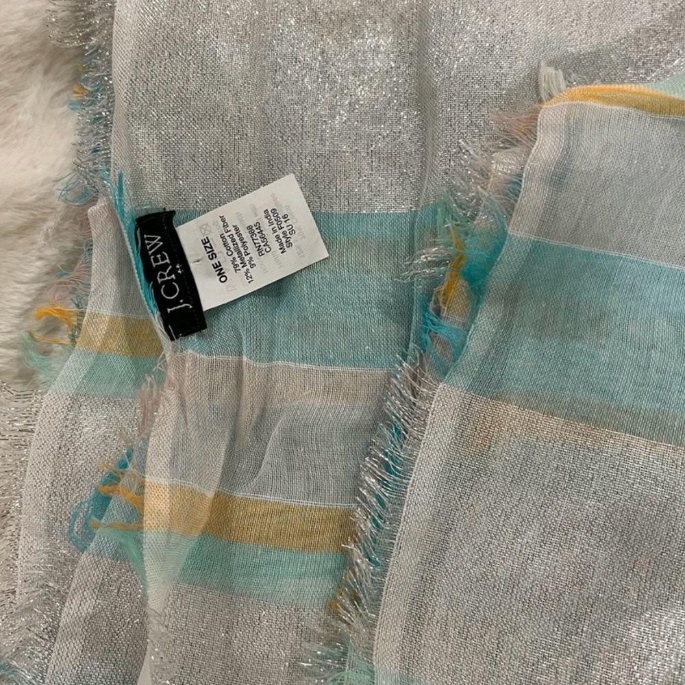 NWOT J Crew Scarf Turquoise, Silver, White,